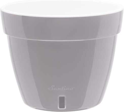 Self Watering Planter - Modern Flower Pot with Water Level Indicator for All House Plants, Flowers, Herbs (Diameter 7.9", Grey - White)...