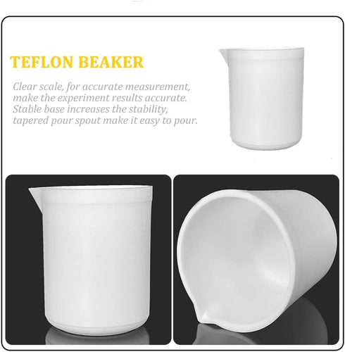 Plastic Graduated Beaker Lab Beaker PTFE Science Beaker Measuring Liquid Container Beakers 250ML Measuring Cups with Handle and Spout Laboratory E...