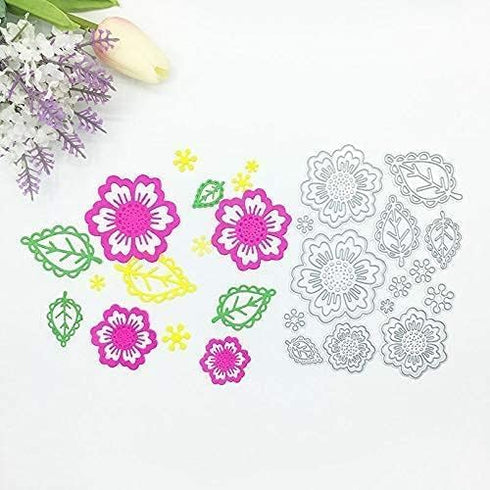 Metal Flowers Cutting Dies for Card Making, Symmetry Pattern Floral Leaf Die Cuts Spring Flowers Dies Embossing Tool for Scrapbooking DIY Craft Ph...