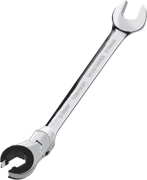 1PCS 18mm Open Flex-Head Ratcheting Wrench, Metric Ratcheting Spanner with 74 Teeth, Chrome Vanadium Steel Tubing Ratchet Spanner...
