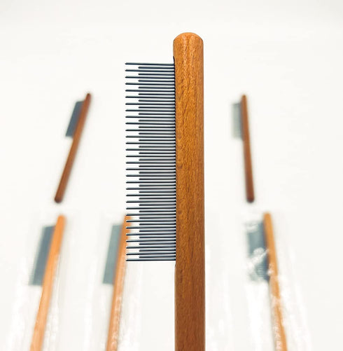 Dematting Comb for Dogs,Cat Flea Comb,CISHNOU Solid Wood Pet Comb Grooming Tool Dematting Comb for Cats,Dogs and rabbits (Dual teeth) (Single toot...
