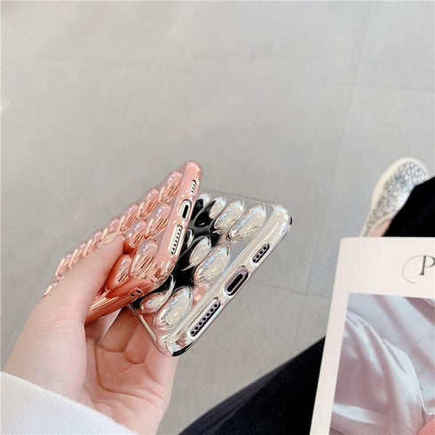 Silver Phone 13/14 Case Cute Heart 3D Tin Foil Pleated Luxury Phone Cover for Women Girls Cool Bling Designer Soft Slim Case for 13/14 (Heart)......