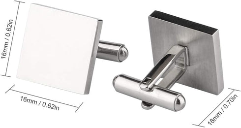 Driew Blank Square Cufflinks, Blank Cufflink for Men Stainless Steel Cufflinks Cuff Links Flat Pad Blank Setting Tray 1 Pair,Silver...