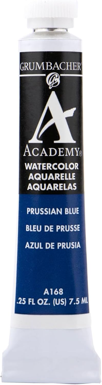 Grumbacher Academy Watercolor Paint, 7.5ml/0.25 Ounce, Prussian Blue (A168)...