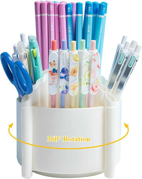 M&G 360 Degree Rotating Pen Holder for Desk Organizer, 4 Compartments Desktop Pencil Holder, Desk organizers and Accessories Storage Stationery Su...