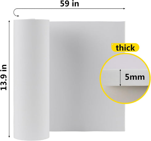 2-Pack White Foam Sheets Roll, 5mm Thick Premium Cosplay EVA Foam Sheet, 13.9" x 59" with High Density 86kg/m3 Craft Foam for Costume, DIY Project...