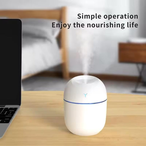 Ultrasonic 220ml Mini Humidifier Aroma Oil Diffuser USB Cool Mist Humidifier with Colorful Night Light for Home Car,Kitchen (White)...