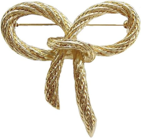 Elegant Gold Color Bow Tie Brooch Lapel Pin For Women Simple Dress Coat Cardigan Wedding Jewelry Gifts...