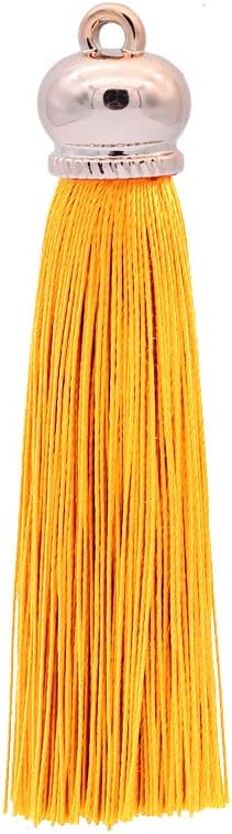 80mm Polyester Soft Tassel Ice Silk Tassel End Stopper Pendant Connectors with Gold Tassels Cap for DIY Jewelry Accessories Making/Earring/Curtain...