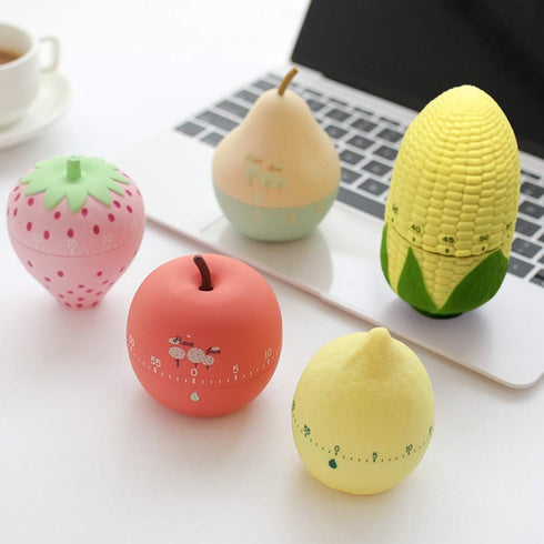 Cute Fruit Cookie Kitchen Timer | Novelty Manual Cooking Alarm | Fun Shaped Mechanical Strawberry Windup for Home Desktop Decor...