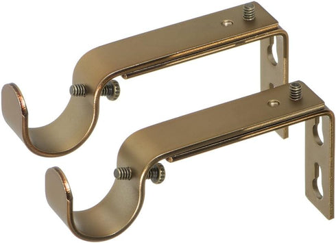 Ivilon Adjustable Brackets for Curtain Rods - for 7/8 or 1 Inch Rods. Set of 2 - Warm Gold...