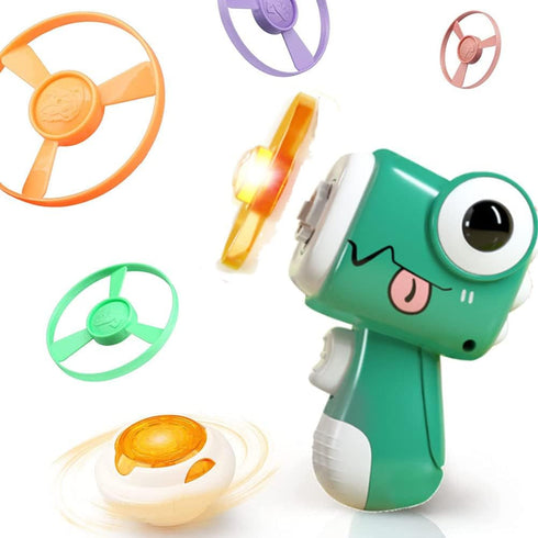 Outdoor Flying Toys Fruit Dinosaur Theme 3IN1Flying Disc Launcher Kids Toy Launcher with Outdoor Indoor Games Activities (Green)...
