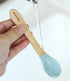 Ginbear Silicone Baby Spoon and Fork Set Self-feeding, Baby Flatware Sets, Toddler Feeding Utensils for Child 6 Months+ (Hazy Green/Almond)...