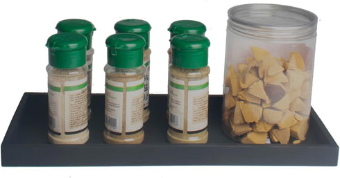 DNC Bathroom Counter Tray, 11.8" Silicone Vanity Tray, Kitchen Sink Soap Tray for Dish Holder Dispenser Countertop Toilet Tank Desk Organizer Blac...