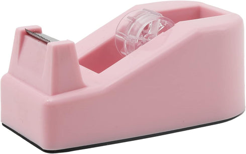 Desktop Tape Dispenser Heavy Duty Desk Accessories Floral Office Tape Dispensers, Weighted Non-Skid Base, Macaron Pink...