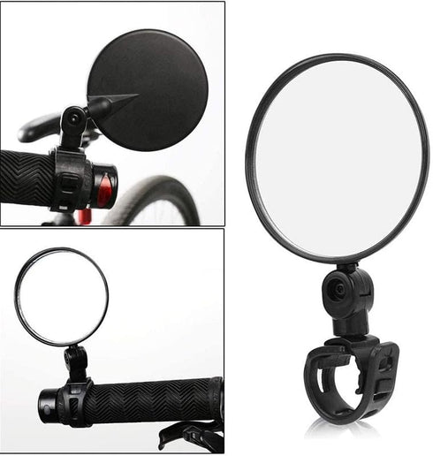2 Pcs Bike Mirror, Bicycle Cycling Rear Mirror Rotatable Handlebar Convex Mirror Adjustable 360 Degree Rearview Bicycle Mirrors Shockproof Wide An...