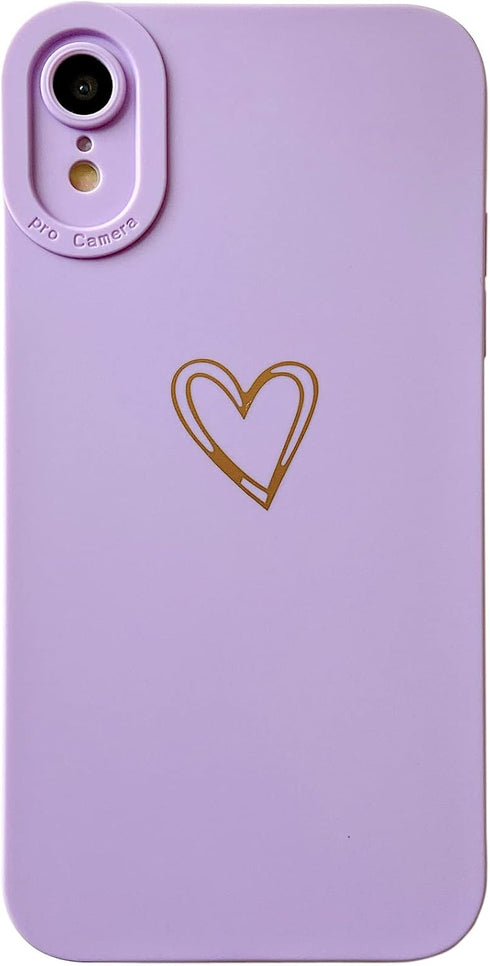 Qokey for iPhone XR Case(2018 6.1"), Side&Back Cute Plated Love Heart with Anti-Fall Lens Cameras Cover Protection Soft TPU Shockproof Anti-Finger...