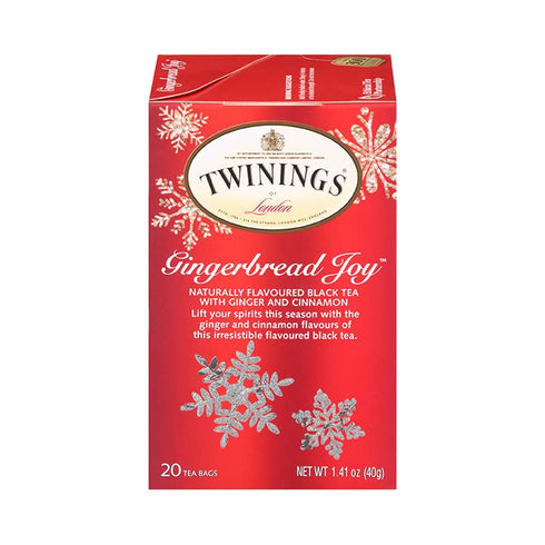 Twinings Gingerbread Joy Holiday Tea, Black Tea Naturally Flavored with Cinnamon and Ginger, Tea Bags Individually Wrapped, 20 Count Ea (Pack of 2...