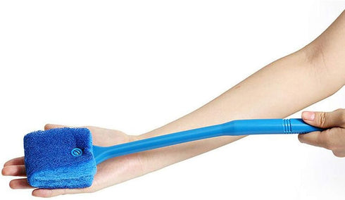 2 Pieces Aquarium Cleaning Brush Fish Tank Cleaning Brush Double-Sided Sponge Brush Long Handle Fish Tank Scrubber for Aquariums and Home(Blue, Gr...