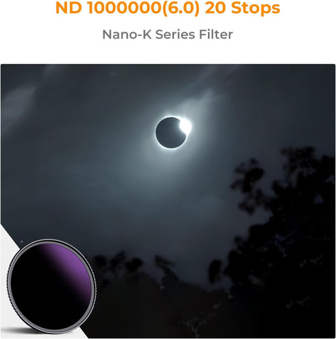K&F Concept 52mm ND1000000 Ultra Dark ND Camera Lens Filter 20-Stops Fixed Neutral Density Filter with 18 Multi-Layer Coatings (K Series)...