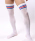2Pairs/4Pcs Red & Blue Stripes Men Soccer Thigh Stocks High Stockings Velvet Sport Striped Long Socks (Red & Blue)...