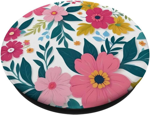 Colorful Blooming Flowers Floral Pattern PopSockets Standard PopGrip...