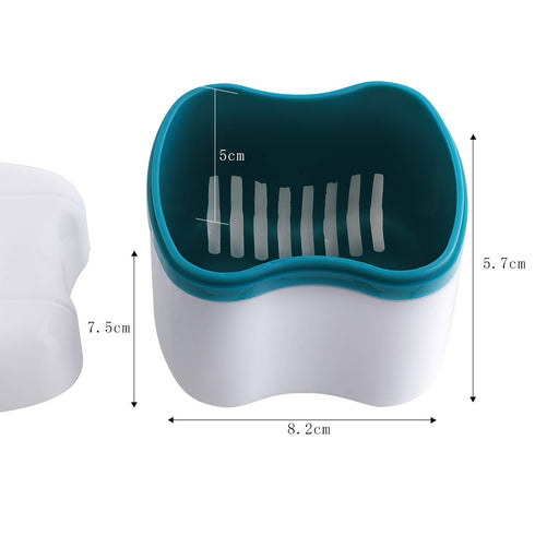 Denture Bath Case with Basket Denture Bath Cleaning Box Container Soaking Cup Cleaner Retainer Case Holder for Dentures for False Teeth...
