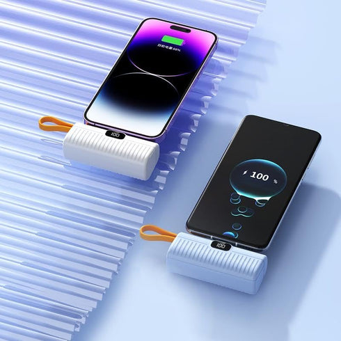 Small Portable Charger, 5000mAh Lightning & USB C Dual Output Power Bank, LED Display Battery Pack Fast Charging (WHITE)......