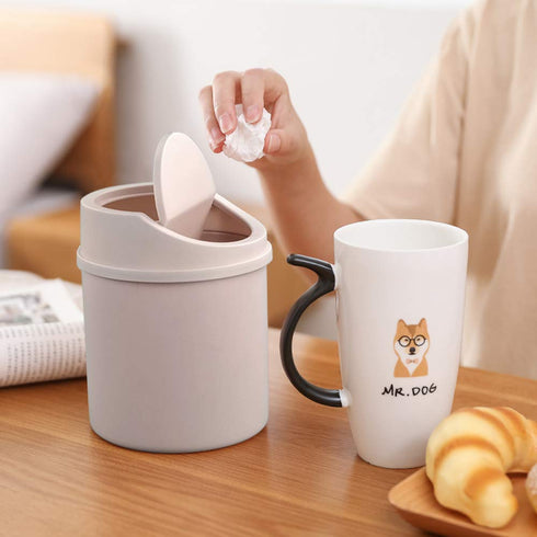 Plastic Tiny Waste Bin, Desktop Mini Trash Can with Swing Lid, Pink...