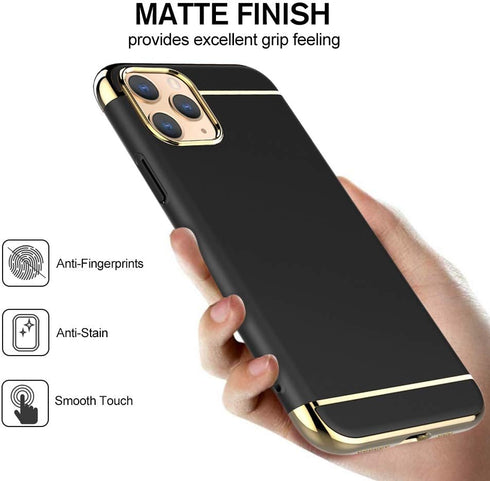 iPhone 11 Pro Case,RORSOU 3 in 1 Ultra Thin and Slim Hard Case Coated Non Slip Matte Surface with Electroplate Frame for Apple iPhone 11 Pro (5.8"...