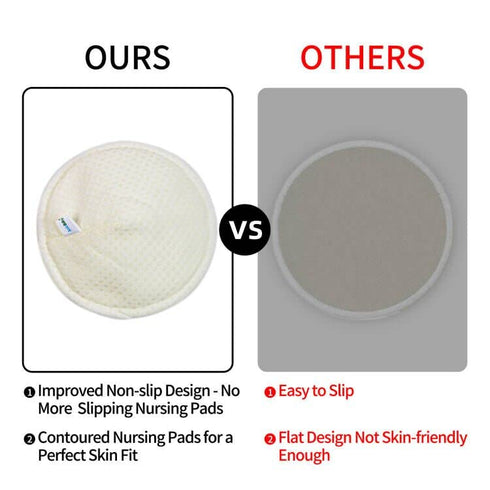 Organic Bamboo Nursing Breast Pads - 10-Pack Reusable Non-Slip Nipple Pads for Breastfeeding New Moms Postpartum Essentials (5.5inch) with Washing...