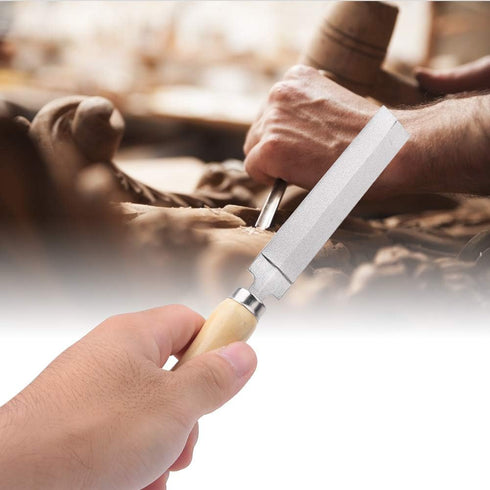 Rhombic File Coated Hand File Wooden Handle Metal Glass Grinding Woodworking Garden Tool Hand Files(5 inches (125mm))...