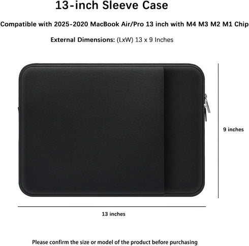 Laptop Sleeve for MacBook Air/Pro 13 inches M4 M3 M2 M1 Chip 2025-2020 Model A3240 A3113 A2681 A2337 A2338 with 2 Pockets Tablet Bag Case Accessor...