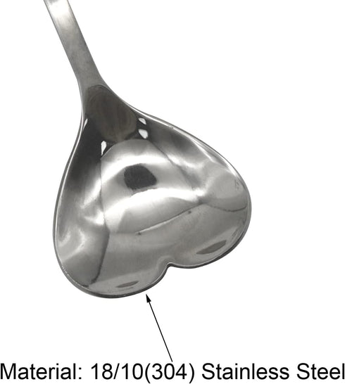 2Pcs Heart Shaped Dessert Spoon 18/10(304) Stainless Steel Couple Spoon with Decortive Handle 6.1inch Sugar Spoon for Coffee Tea Ice Cream Espress...