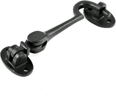 Renovators Supply Manufacturing Door Latch Lock 4.5 in. Black Wrought Iron Swivel Style Hook and Eye Latch for Door with Mounting Hardware...