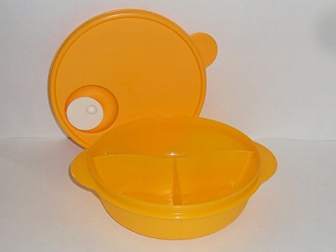Tupperware CrystalWave Microwave Lunch N Dish Divided Bowl Goldenberry Orange...