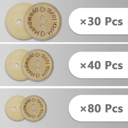 150PCs Craft Sewing Button 2 Holes Handmade with Love Round Wooden Buttons for Scrapbooking and Sewing DIY Craft (15mm/ 20mm/ 25mm)...
