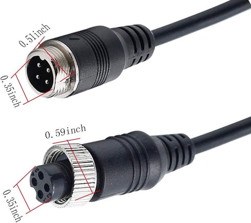 Car Video 4Pin Aviation Extension Cable for CCTV Rearview Camera Car Truck Trailer Camper Bus Motorhome Vehicle Backup Monitor Waterproof Shockpro...
