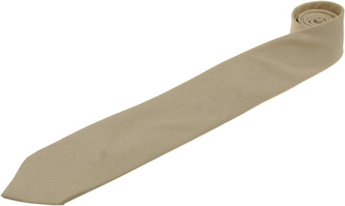 Mens Solid Linen Tie Set : Slim Necktie with Matching Pocket Square (Light Champagne)...
