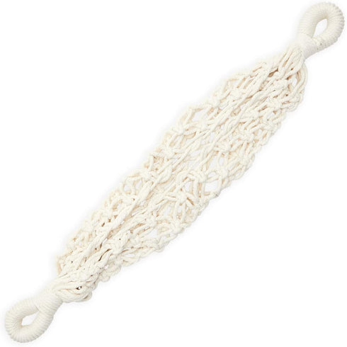 Okuna Outpost Macrame Hanging Fruit Basket Hammock for Kitchen - 6 x 25 x 15 in - White Cotton Modern - Under-Cabinet Storage with 2 Hooks for Ban...