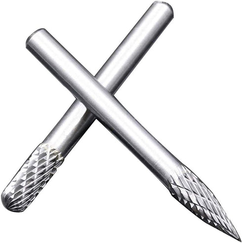 10pc Tungsten Carbide Burr Set 1/4" Shank Double Cut Rotary Cutting Burr Set Die Grinder Bits for Steel Metal Wood Woodworking Carving, Polishing,...