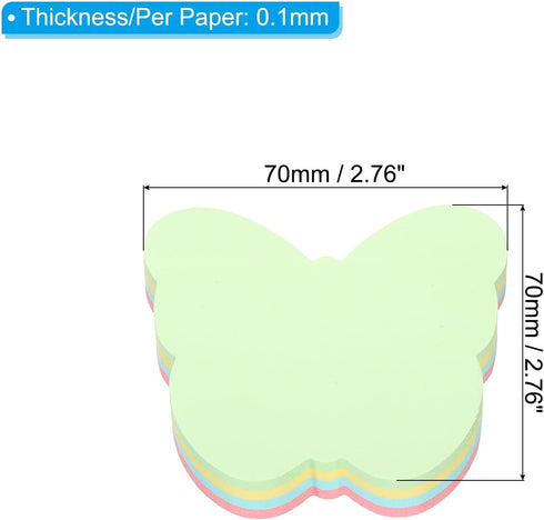 PATIKIL 2.7 x 2.7 Inch Butterfly Shape Sticky Notes, 3 Pads Cute Self-Stick Memo Pads Bright Colorful 100 Sheets/Pad for Home Office, 4 Colors...