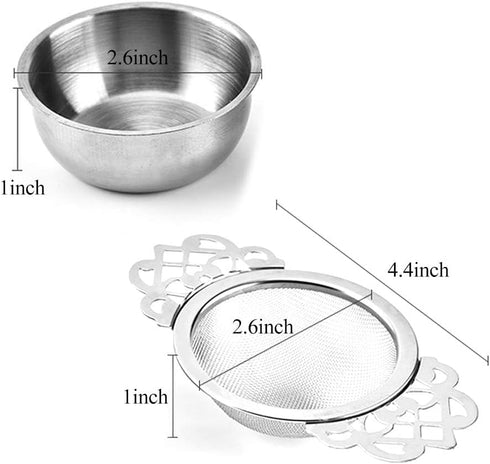 4 Set Tea Strainers with Drip Bowls, Loose Leaf Tea Strainers with Double Winged Handles Extra Fine Mesh Tea Infuser Brew Loose Leaf Tea, Spices, ...