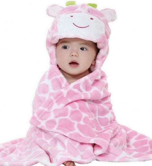 Baby Hooded Blanket Newborn Infant Soft Warm Swaddle Wrap Animal Face Coral Fleece Shower Bath Towel...