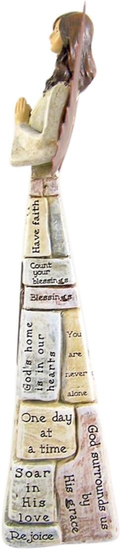 Praying Angel Faith-Filled Robes Whitewashed 4 x 10.5 Resin Tabletop Figurine...