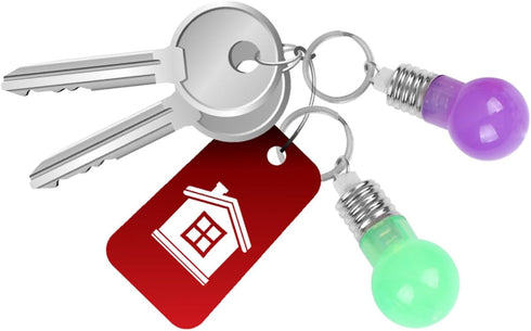 DOITOOL 21pcs Color Luminous Key Chain Funny Keychains Light up Toys Led Color Led Keychain Halloween Key Ring Flashing Led Bulbs Led Light Bulb U...