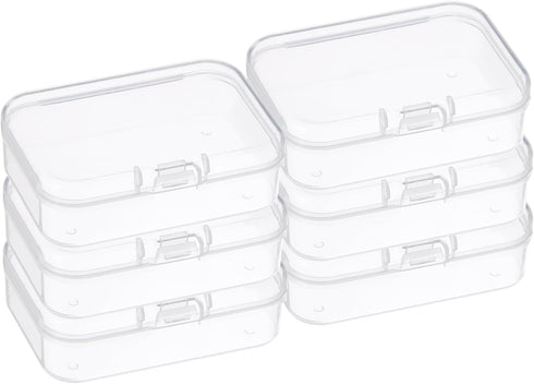 PATIKIL 6.5x4.5x2.5in Clear Storage Box with Hinged Lid, 6Pack Plastic Stackable Rectangle Organizer Container for Bead Jewelry Small Item Art Cra...