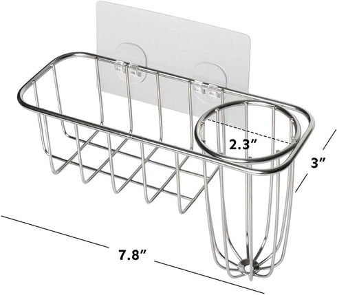HULISEN 3-in-1 Sponge Holder for Kitchen Sink with Dish Brush Holder, Stainless Steel Caddy for Soap, Scrubber, No Drill and Rustproof, Silver...