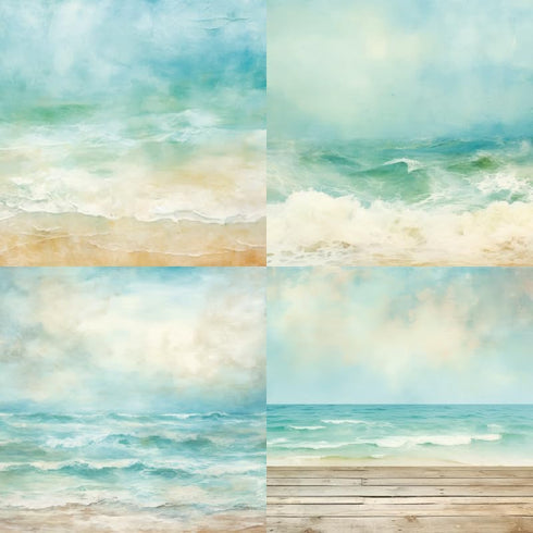 Scrapbook Paper Pad 6x6 Craft Paper Single-Sided Watercolor Seaside Background Beach Ocean Theme, Wedding, Birthday Party Decoration Sheets 24...