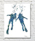 Scuba Divers Abstract Watercolor Art Print By Artist David J Rogers....